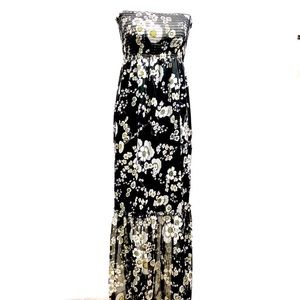 Vertigo, Sheer Black Floral Maxi Dress, Size XS